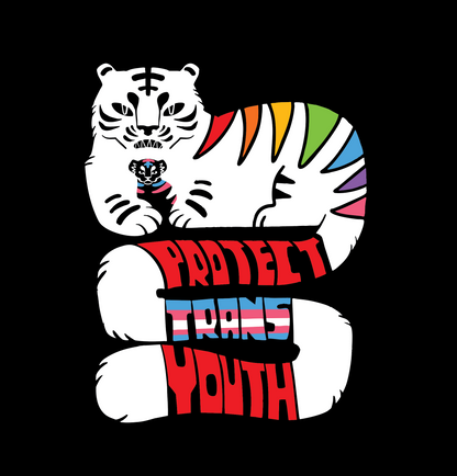 Trans Youth Tiger Zip Hoodie with QH Chest Logo